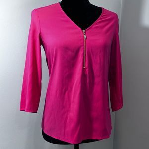 3/4 Sleeve Hot Pink Blouse